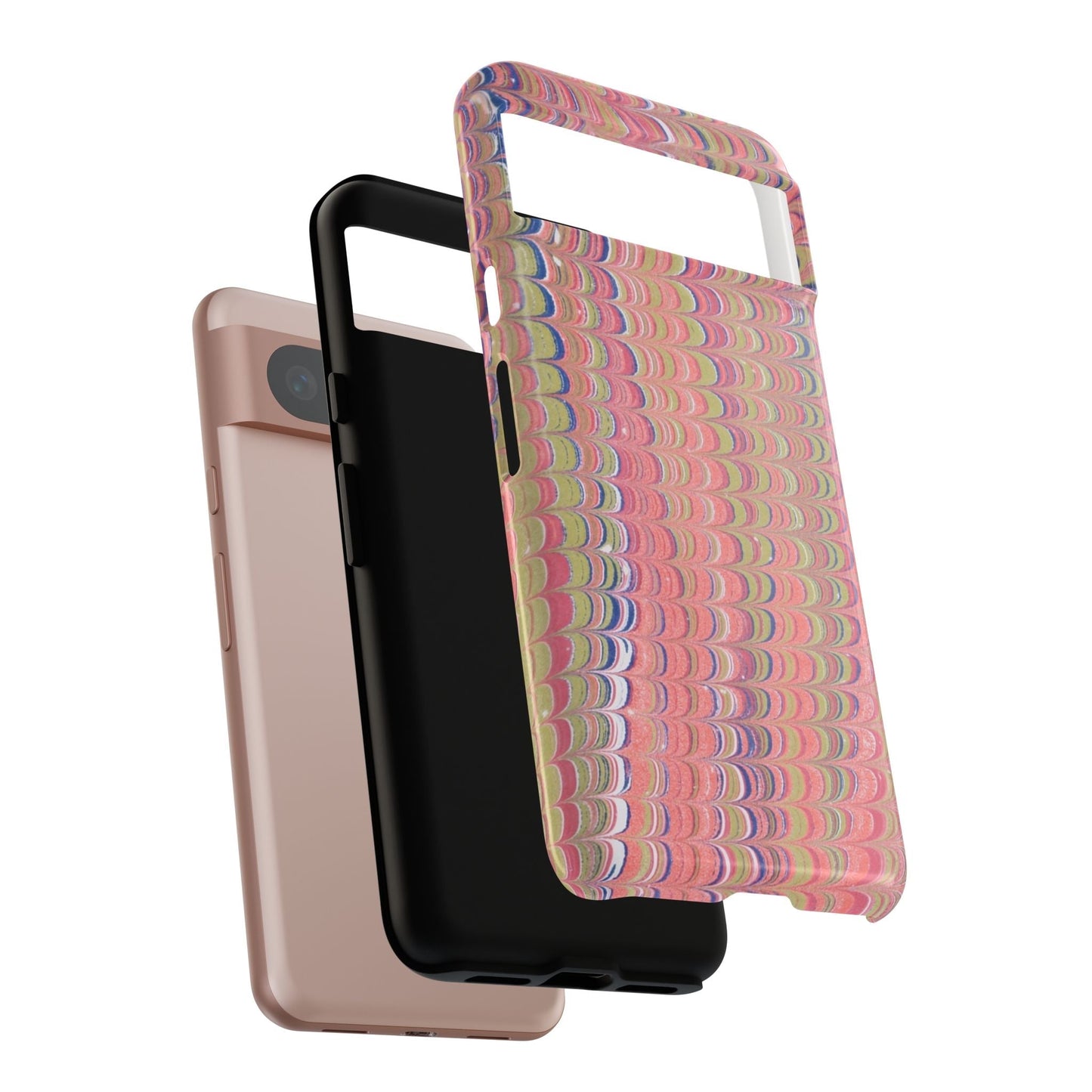 Pink Pastels Feather Marbled Vintage Design iPhone 16 + Samsung + Apple + Google - 2 finishes