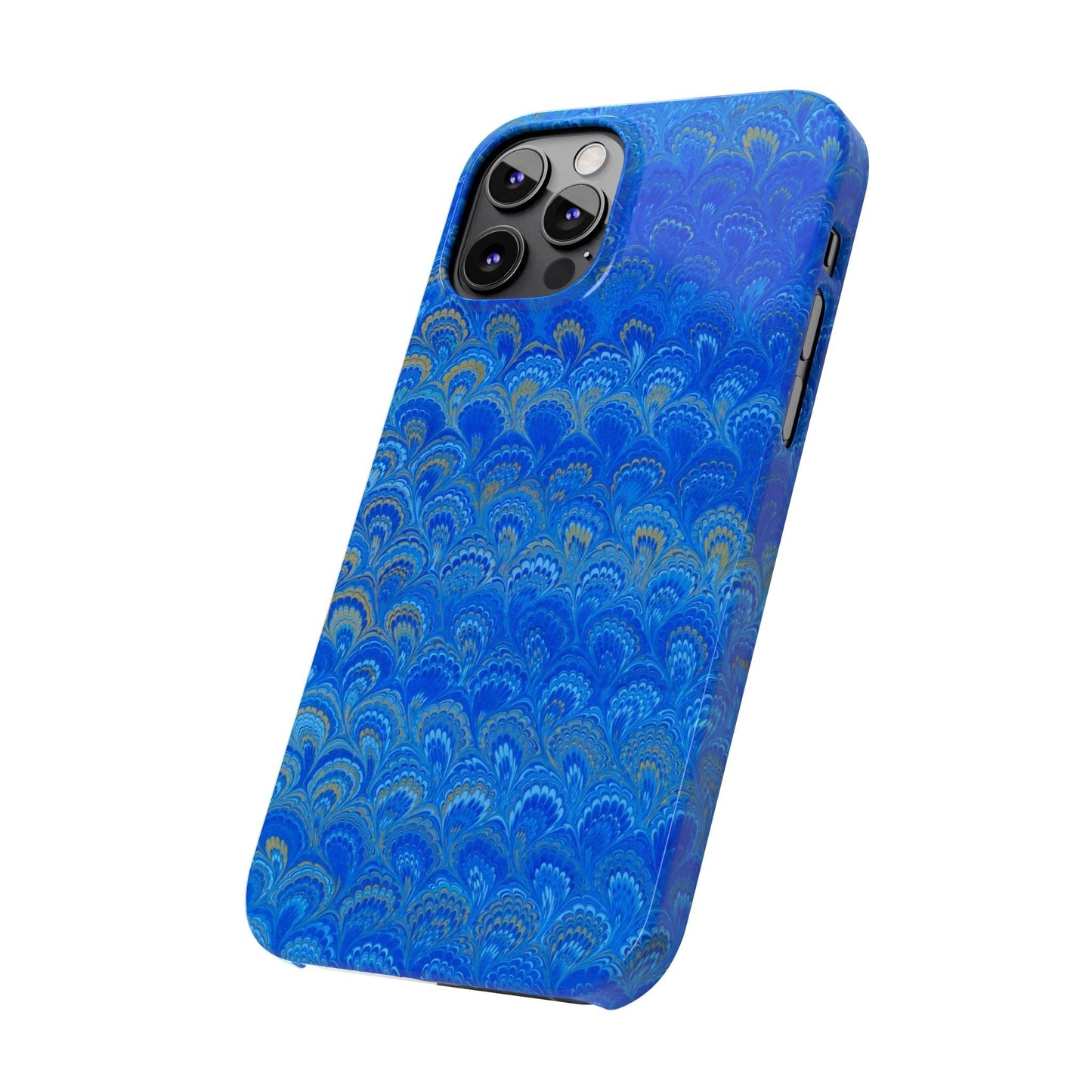 Blue Marbled Design, Italy Feather Phone Case, Multi-Color, Slim Phone Cases, Case-Mate IPHONE16 and all sizes