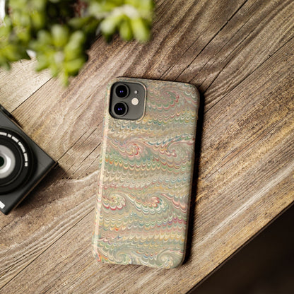 Soft Green and Multi-Colored Marbled Design, Italy Feather Phone Case, Multi-Color, Slim Phone Cases, Case-Mate IPHONE16 and all sizes