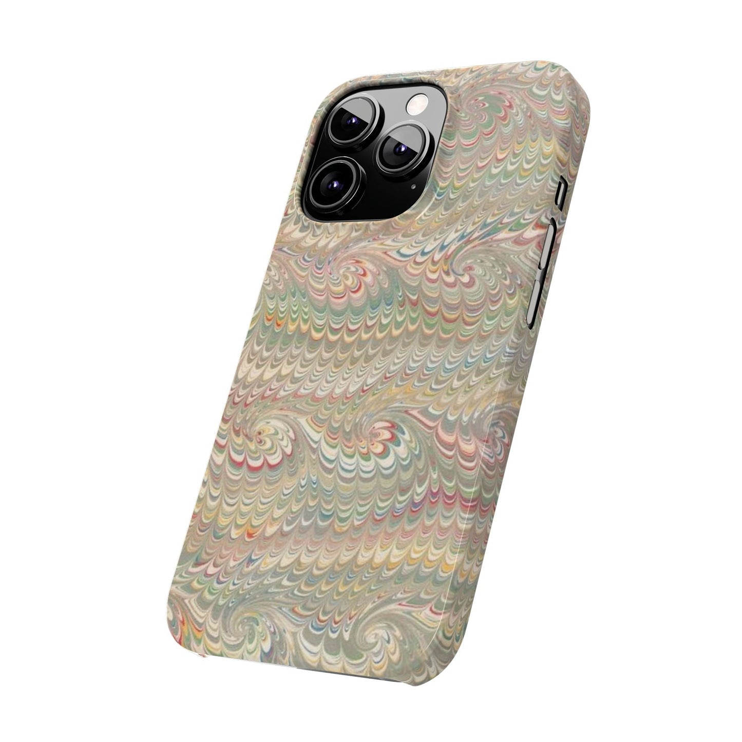 Soft Green and Multi-Colored Marbled Design, Italy Feather Phone Case, Multi-Color, Slim Phone Cases, Case-Mate IPHONE16 and all sizes