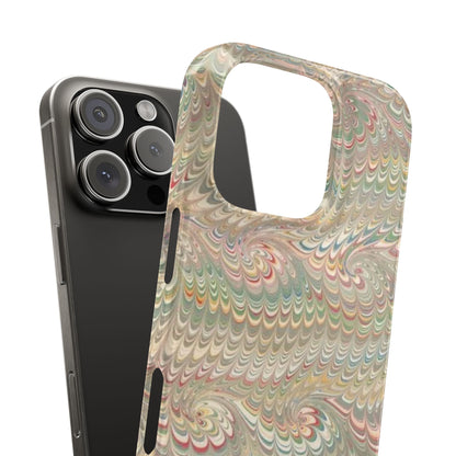Soft Green and Multi-Colored Marbled Design, Italy Feather Phone Case, Multi-Color, Slim Phone Cases, Case-Mate IPHONE16 and all sizes