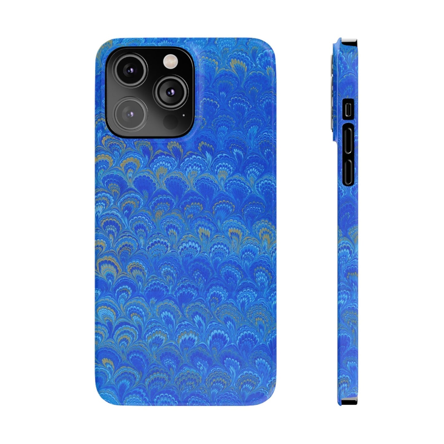 Blue Marbled Design, Italy Feather Phone Case, Multi-Color, Slim Phone Cases, Case-Mate IPHONE16 and all sizes