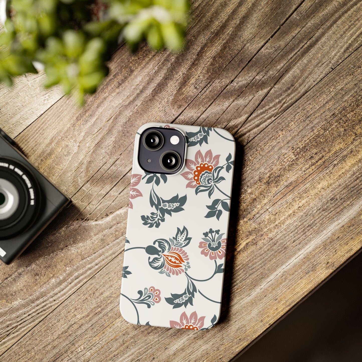 Pink and Green Flower Pattern, Floral Slim Phone Cases, Case-Mate IPHONE16 and all sizes
