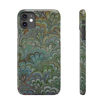 Deep Green Peacock Italian Marbled Design, Italy Feather Phone Case, Multi-Color, Slim Phone Cases, Case-Mate IPHONE16 and all sizes
