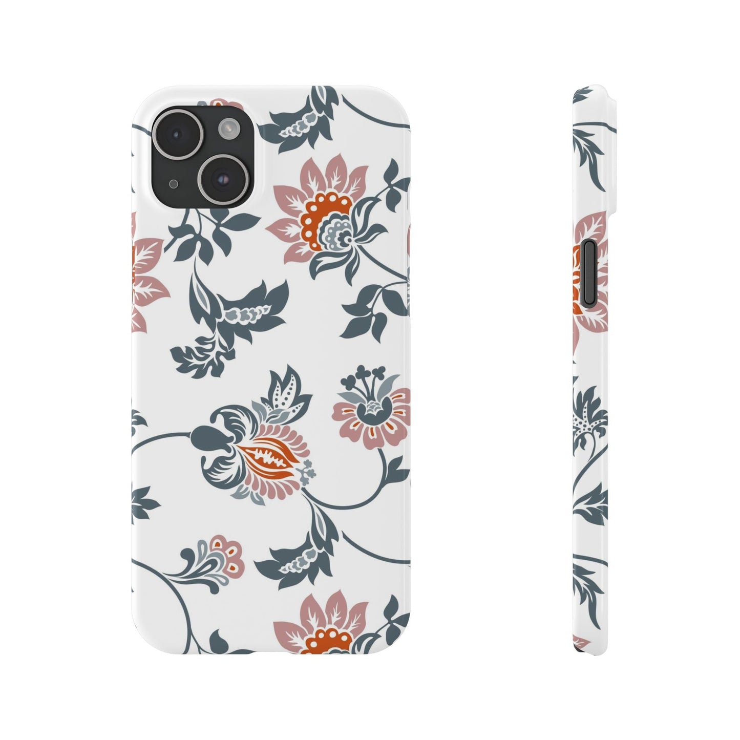 Pink and Green Flower Pattern, Floral Slim Phone Cases, Case-Mate IPHONE16 and all sizes