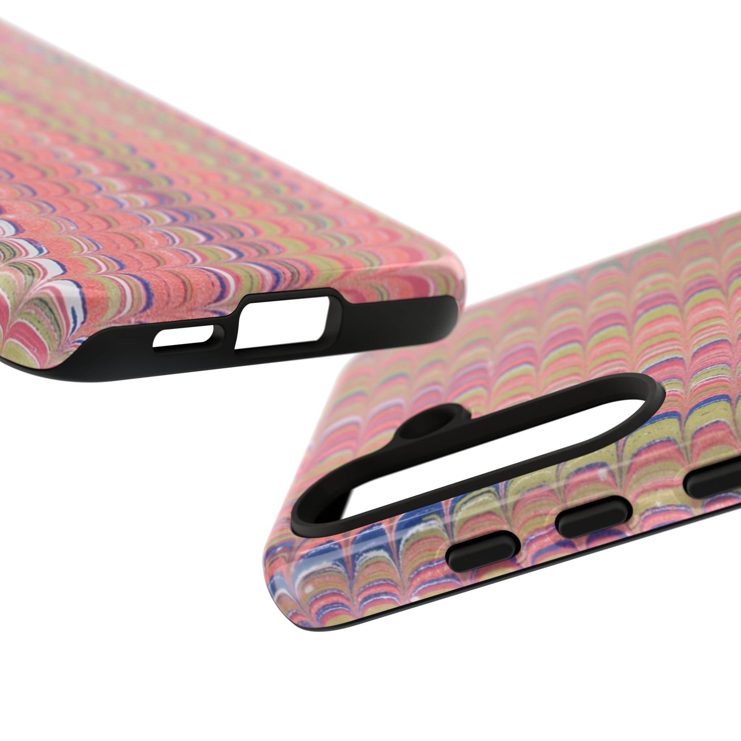 Pink Pastels Feather Marbled Vintage Design iPhone 16 + Samsung + Apple + Google - 2 finishes