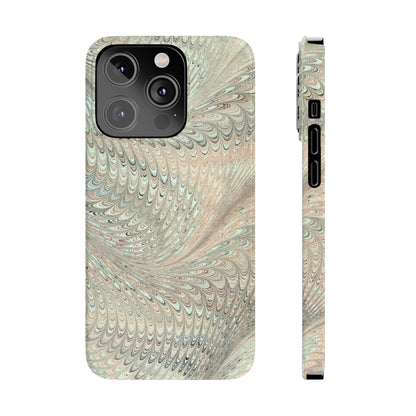 Marbled VIntage Design, Italian Feather Phone Case, Green Hues, Mint, Beige, Neutrals, Slim Phone Cases, IPHONE16 and all sizes