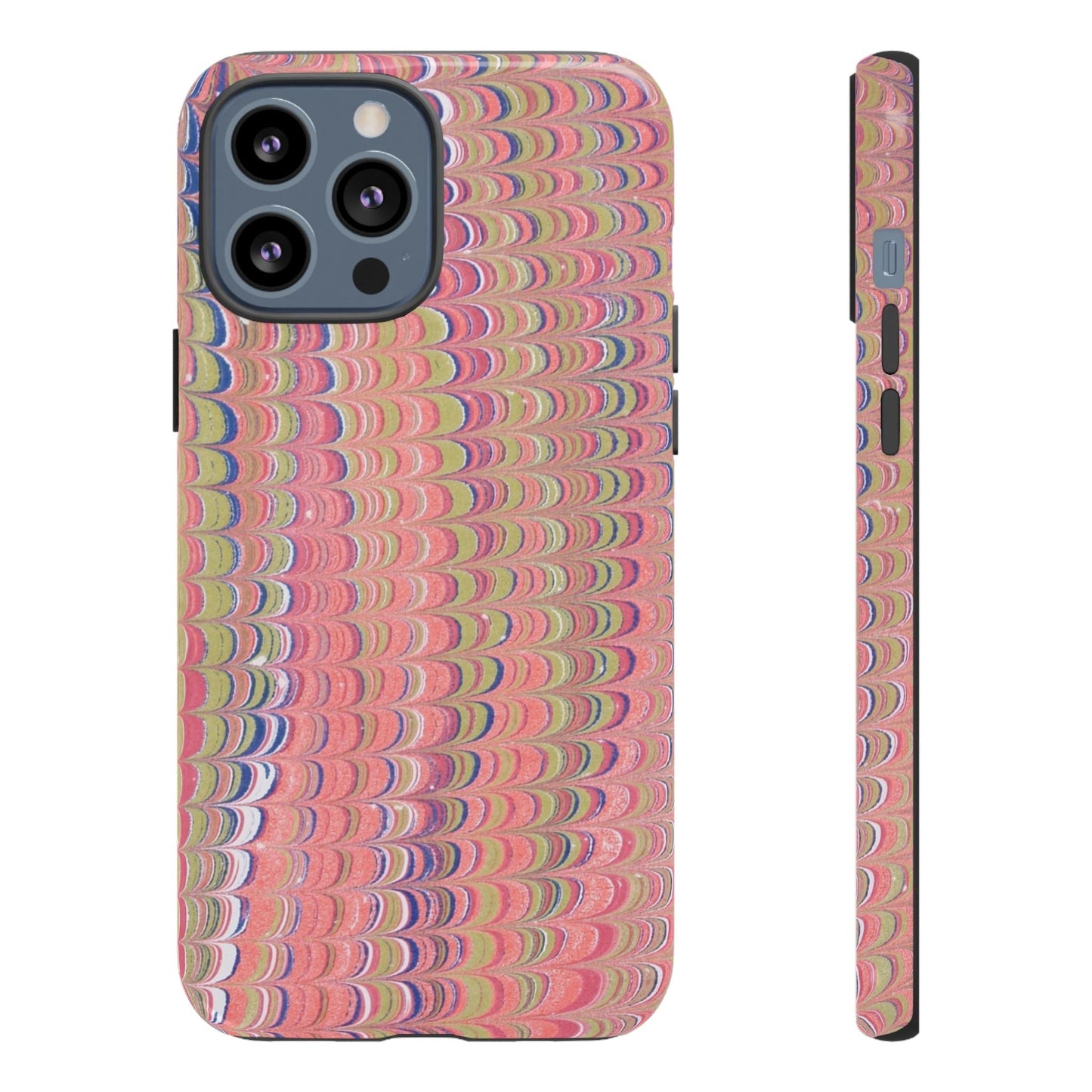 Pink Pastels Feather Marbled Vintage Design iPhone 16 + Samsung + Apple + Google - 2 finishes