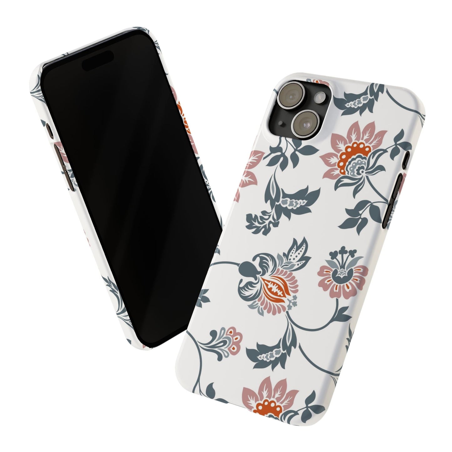 Pink and Green Flower Pattern, Floral Slim Phone Cases, Case-Mate IPHONE16 and all sizes