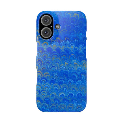 Blue Marbled Design, Italy Feather Phone Case, Multi-Color, Slim Phone Cases, Case-Mate IPHONE16 and all sizes