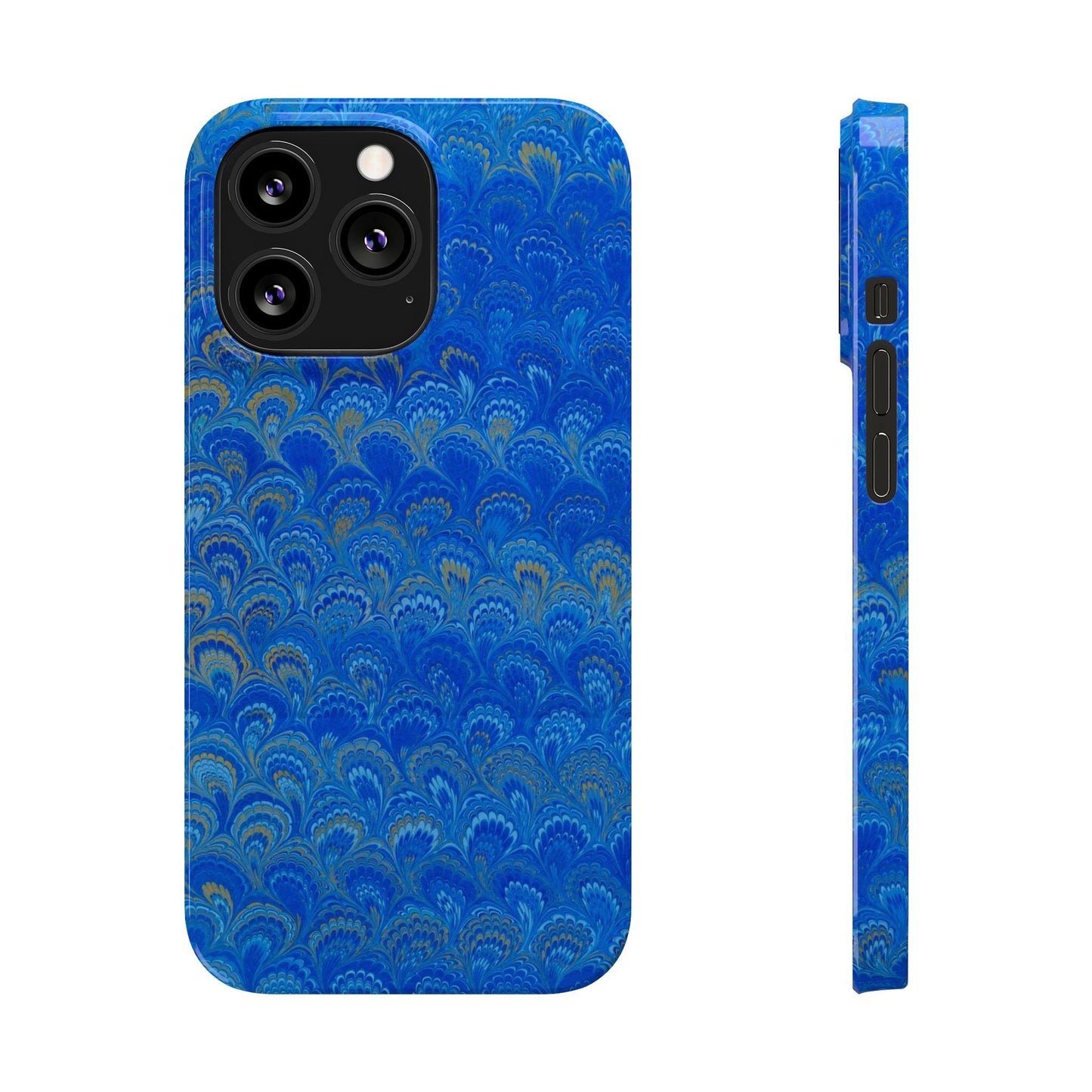 Blue Marbled Design, Italy Feather Phone Case, Multi-Color, Slim Phone Cases, Case-Mate IPHONE16 and all sizes